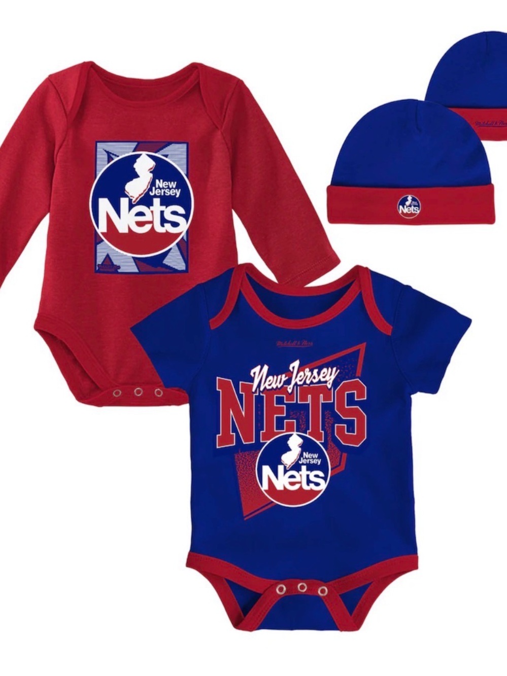 Mitchell & Ness New Jersey Nets Infant Bodysuit Set - Red & Blue